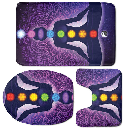 Seven Chakras Mandala Print 3 Piece Bath Mat Set