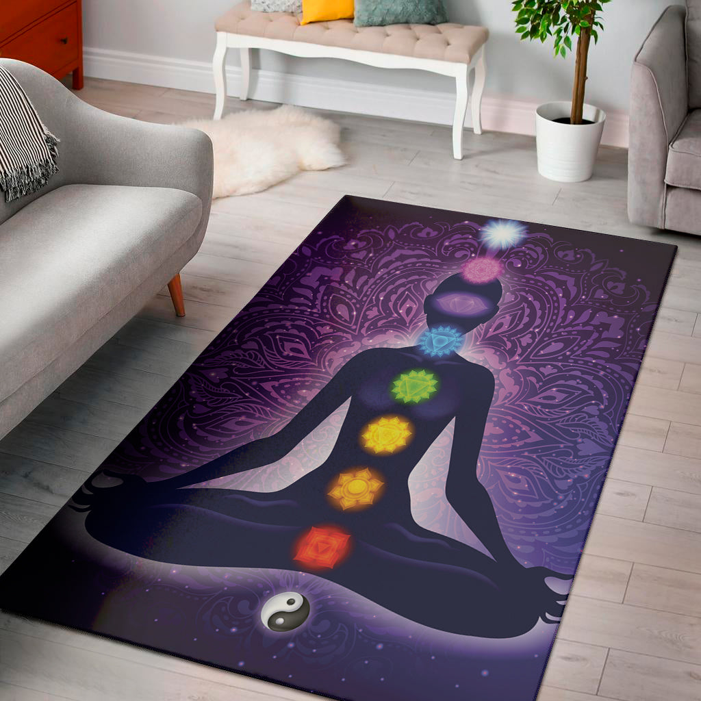 Seven Chakras Mandala Print Area Rug