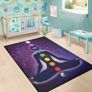 Seven Chakras Mandala Print Area Rug