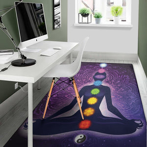 Seven Chakras Mandala Print Area Rug