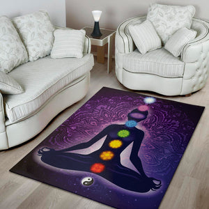 Seven Chakras Mandala Print Area Rug