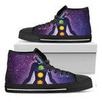 Seven Chakras Mandala Print Black High Top Shoes