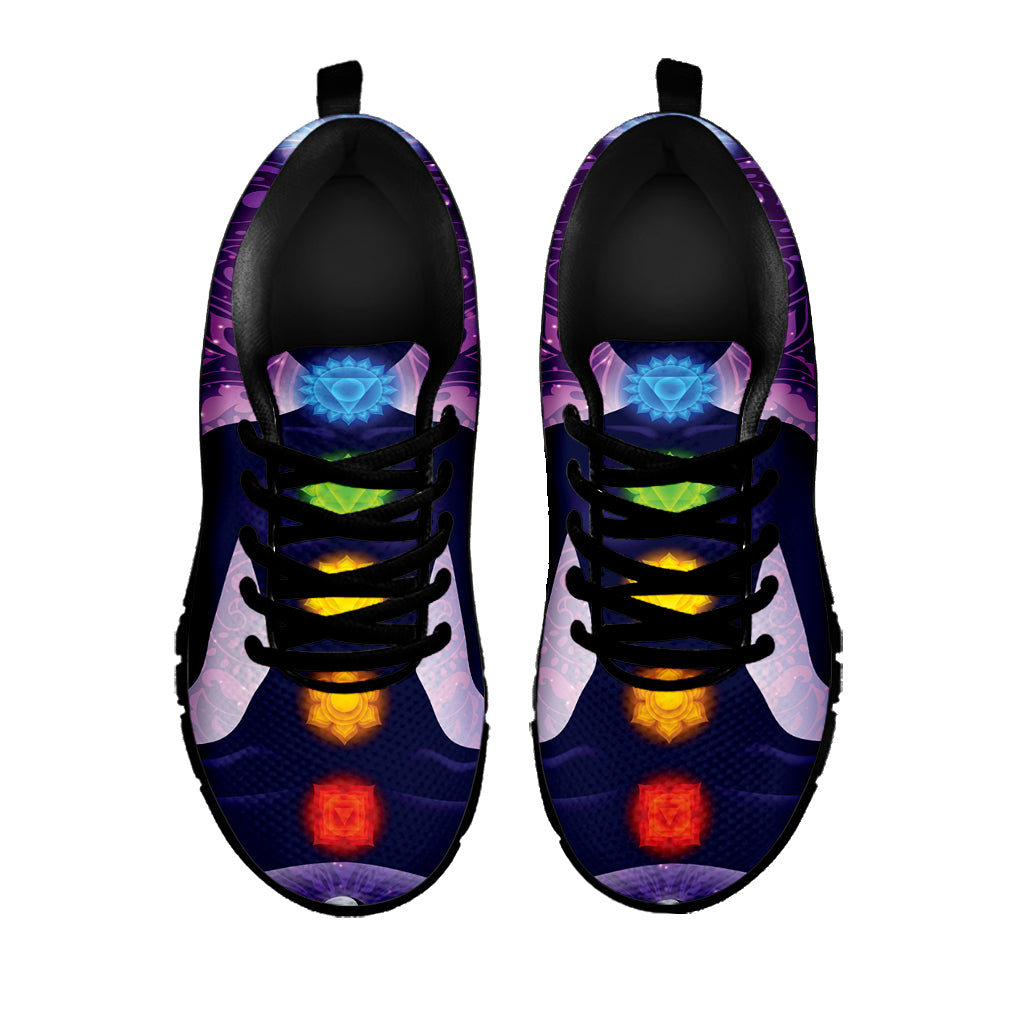 Seven Chakras Mandala Print Black Sneakers
