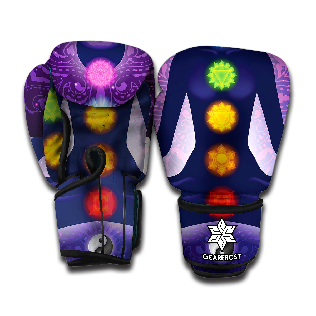 Seven Chakras Mandala Print Boxing Gloves