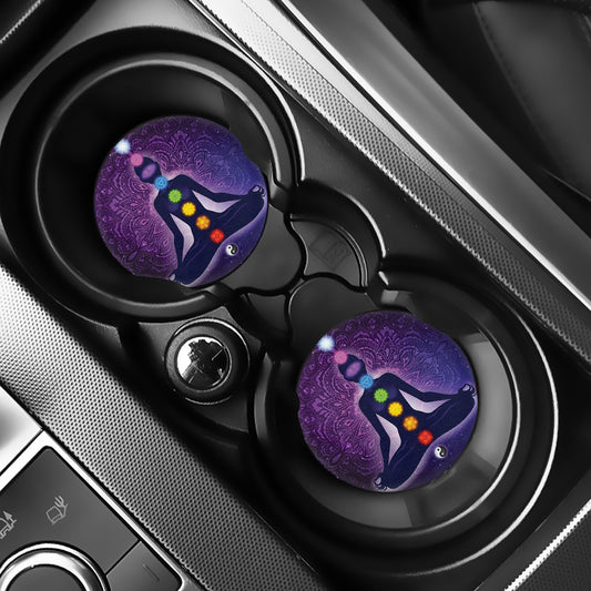 Seven Chakras Mandala Print Car Coasters