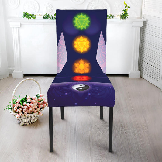 Seven Chakras Mandala Print Dining Chair Slipcover
