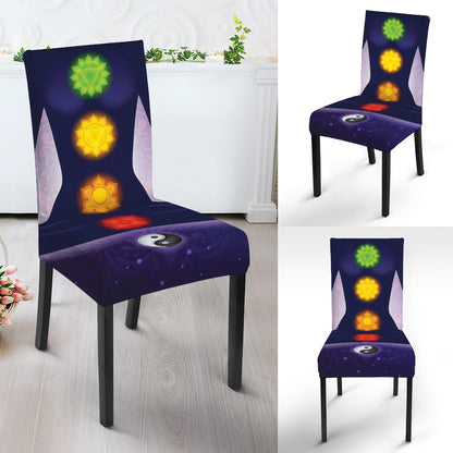 Seven Chakras Mandala Print Dining Chair Slipcover