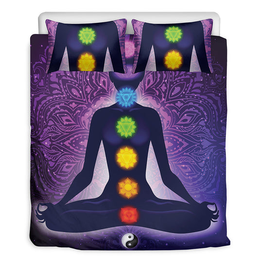 Seven Chakras Mandala Print Duvet Cover Bedding Set