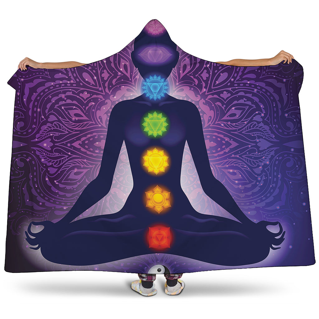 Seven Chakras Mandala Print Hooded Blanket