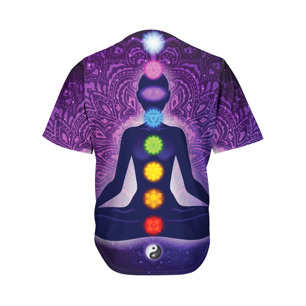 Seven Chakras Mandala Print Men's Baseball Jersey