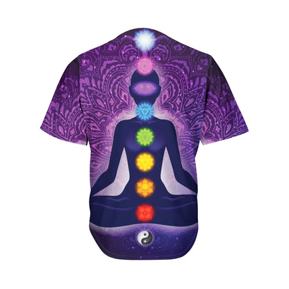 Seven Chakras Mandala Print Men's Baseball Jersey