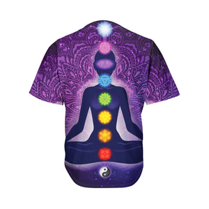 Seven Chakras Mandala Print Men's Baseball Jersey