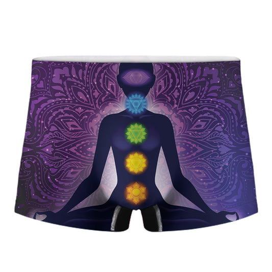 Seven Chakras Mandala Print Men's Boxer Briefs
