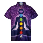 Seven Chakras Mandala Print Men's Short Sleeve Shirt
