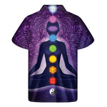 Seven Chakras Mandala Print Men's Short Sleeve Shirt