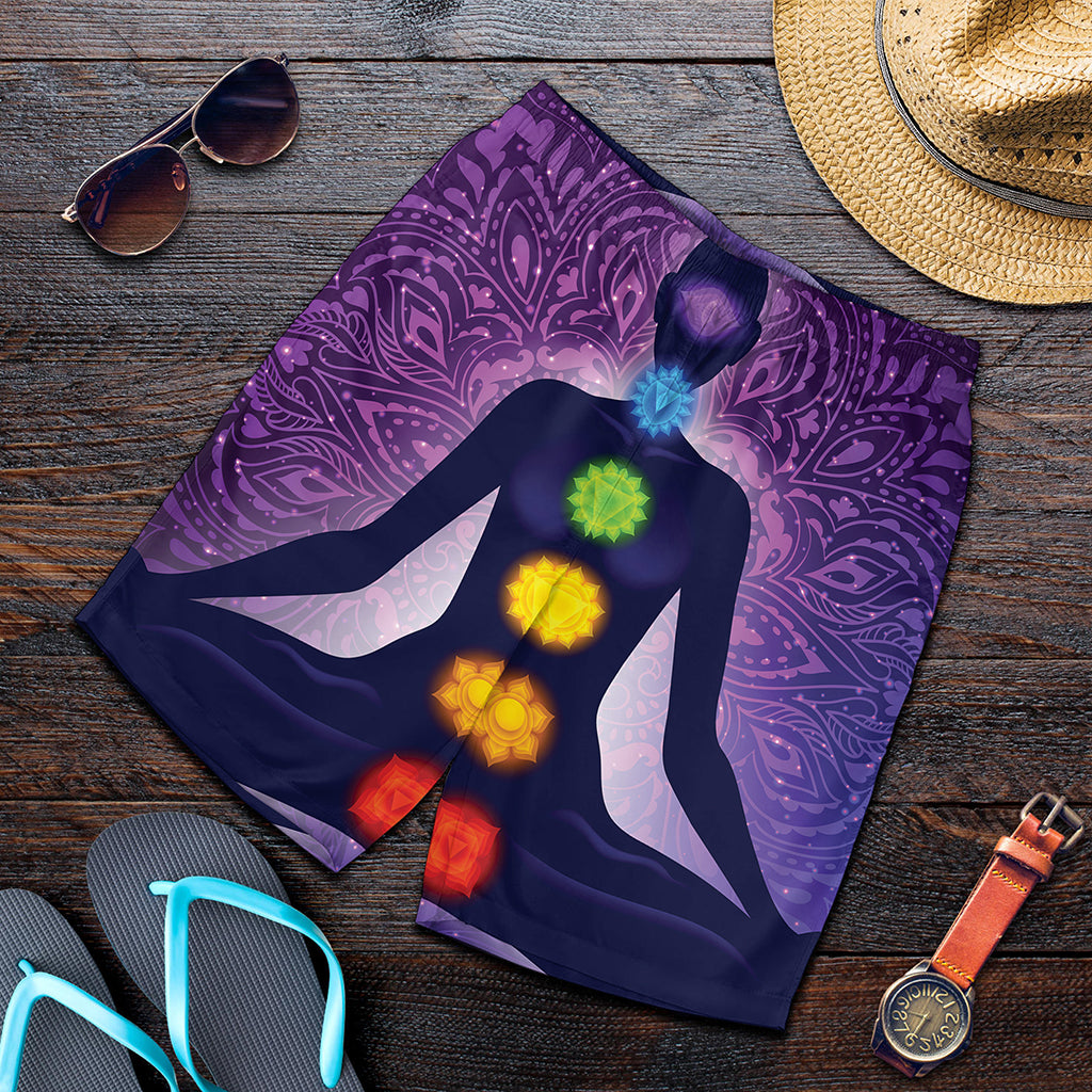 Seven Chakras Mandala Print Men's Shorts