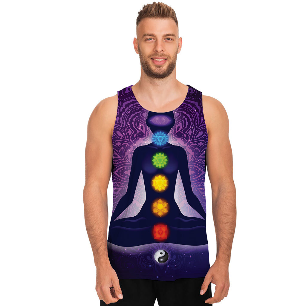 Seven Chakras Mandala Print Men's Tank Top