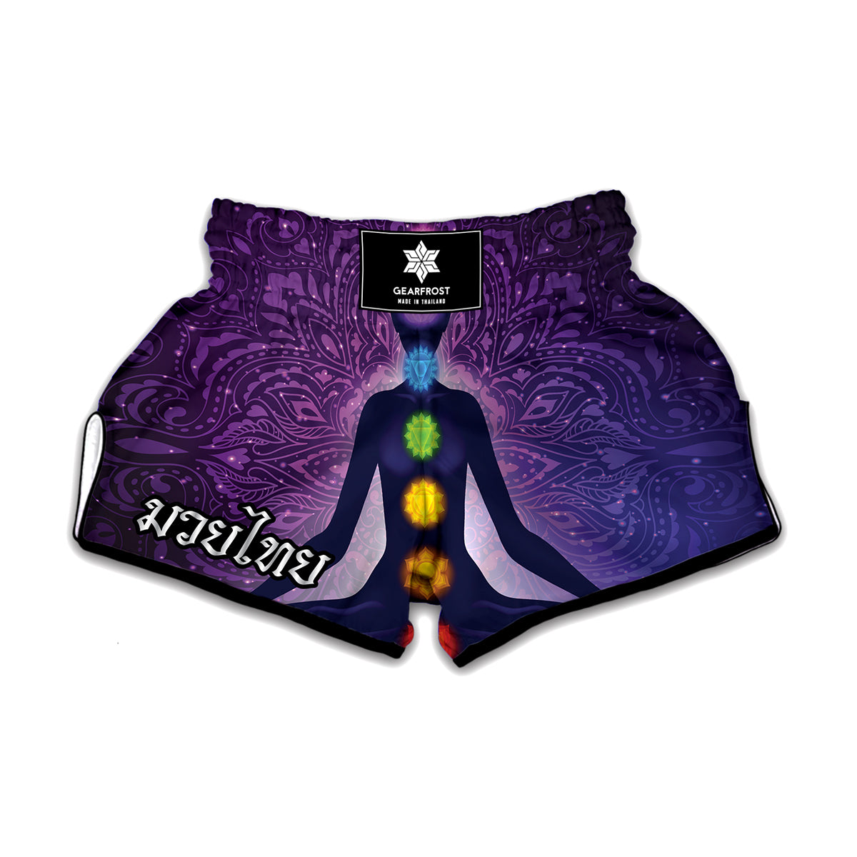 Seven Chakras Mandala Print Muay Thai Boxing Shorts