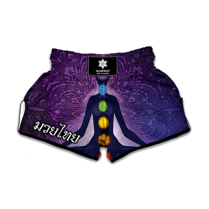 Seven Chakras Mandala Print Muay Thai Boxing Shorts