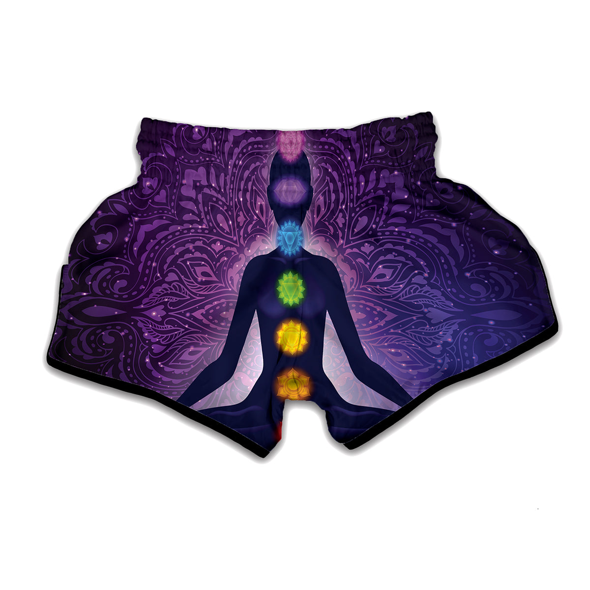 Seven Chakras Mandala Print Muay Thai Boxing Shorts