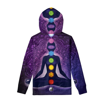 Seven Chakras Mandala Print Pullover Hoodie