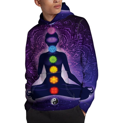 Seven Chakras Mandala Print Pullover Hoodie