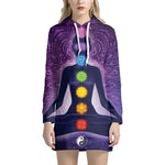 Seven Chakras Mandala Print Pullover Hoodie Dress