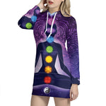Seven Chakras Mandala Print Pullover Hoodie Dress