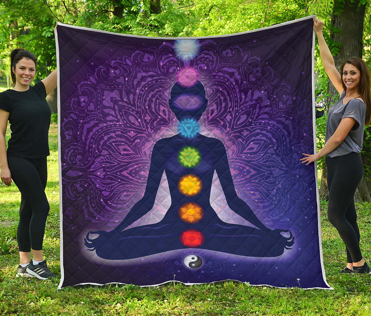 Seven Chakras Mandala Print Quilt