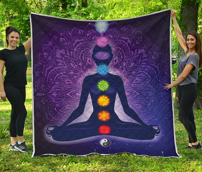 Seven Chakras Mandala Print Quilt
