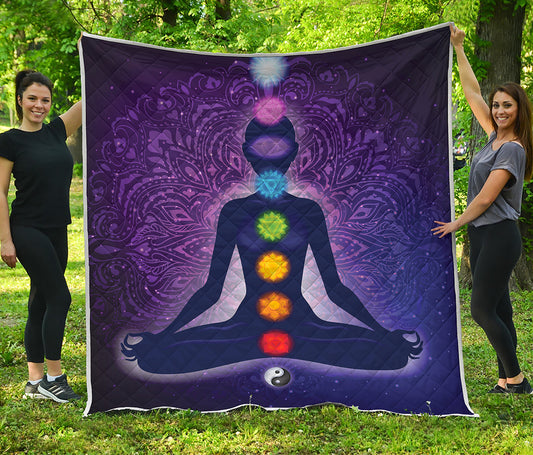 Seven Chakras Mandala Print Quilt