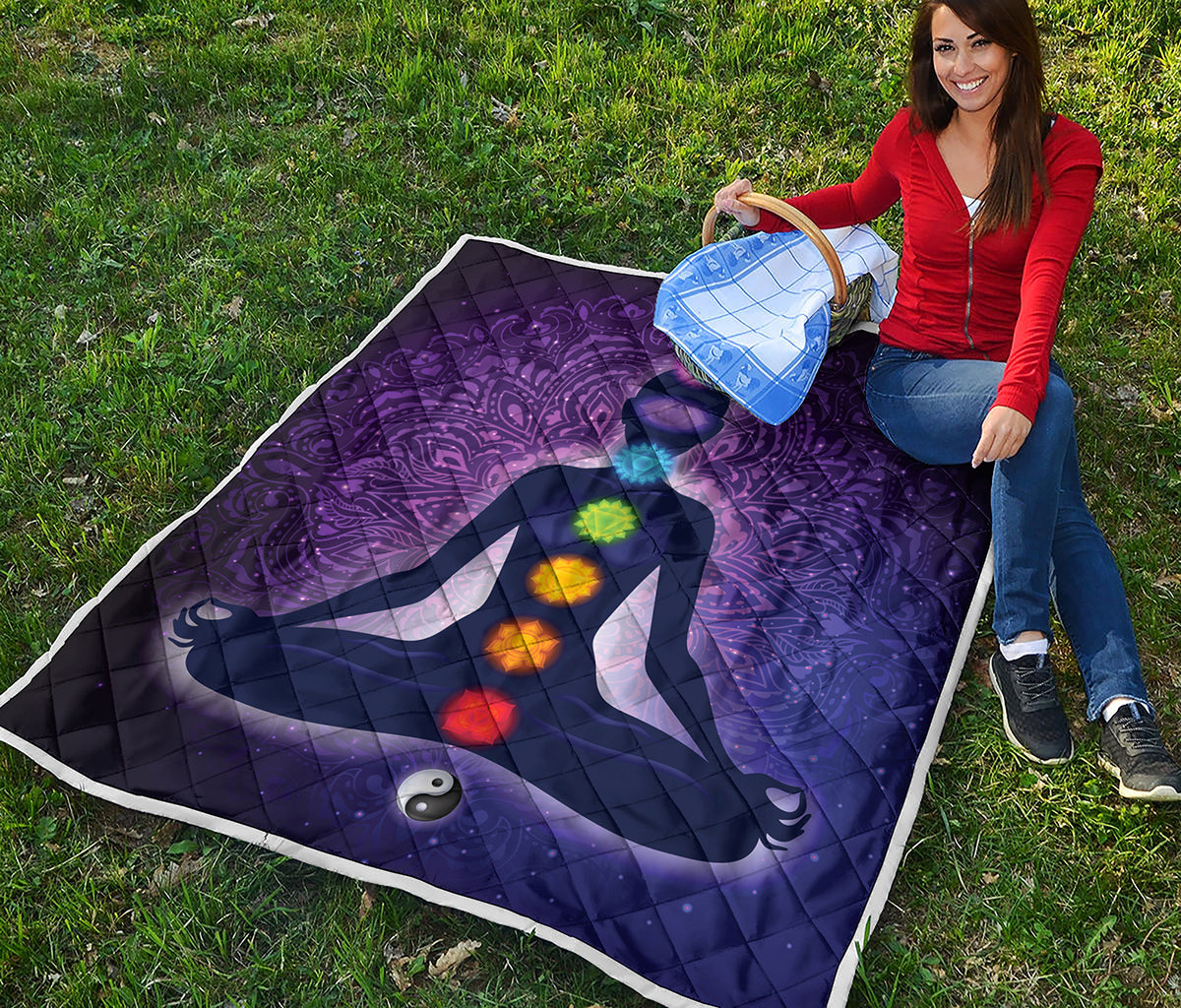 Seven Chakras Mandala Print Quilt