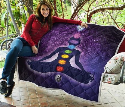 Seven Chakras Mandala Print Quilt