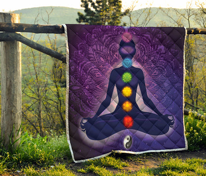 Seven Chakras Mandala Print Quilt