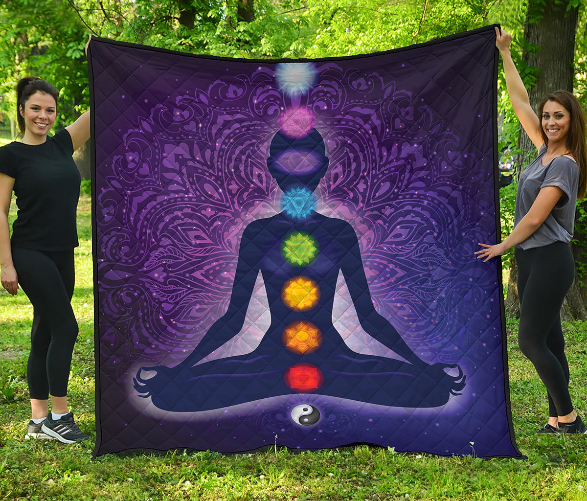 Seven Chakras Mandala Print Quilt