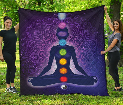Seven Chakras Mandala Print Quilt