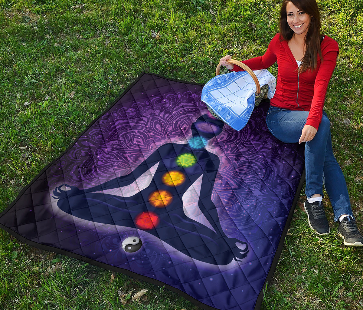 Seven Chakras Mandala Print Quilt