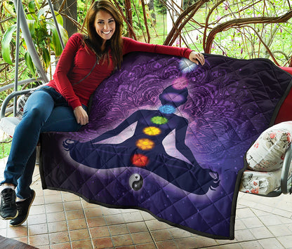Seven Chakras Mandala Print Quilt