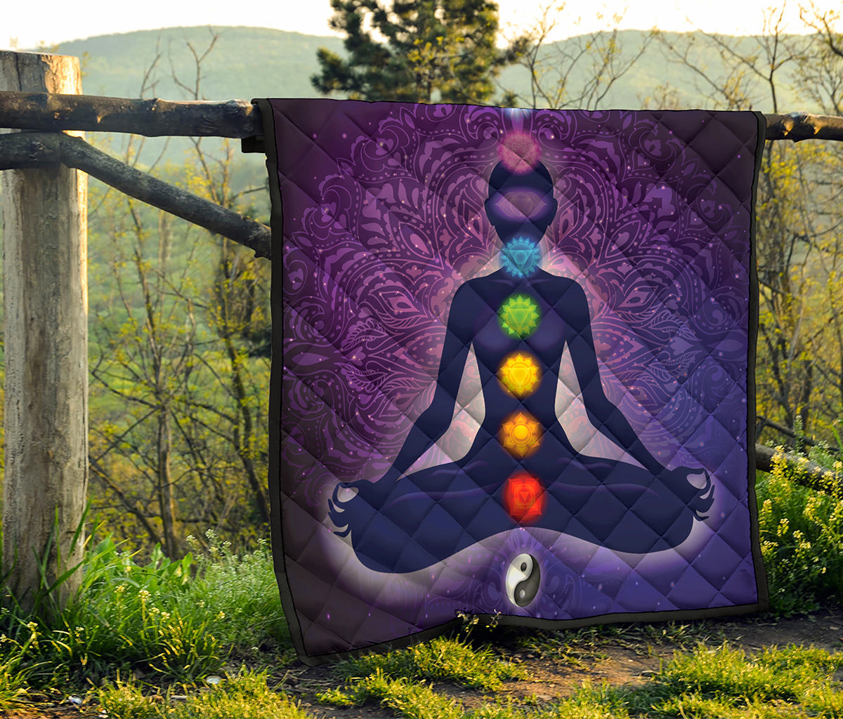 Seven Chakras Mandala Print Quilt