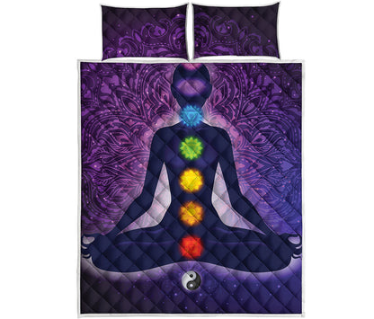 Seven Chakras Mandala Print Quilt Bed Set