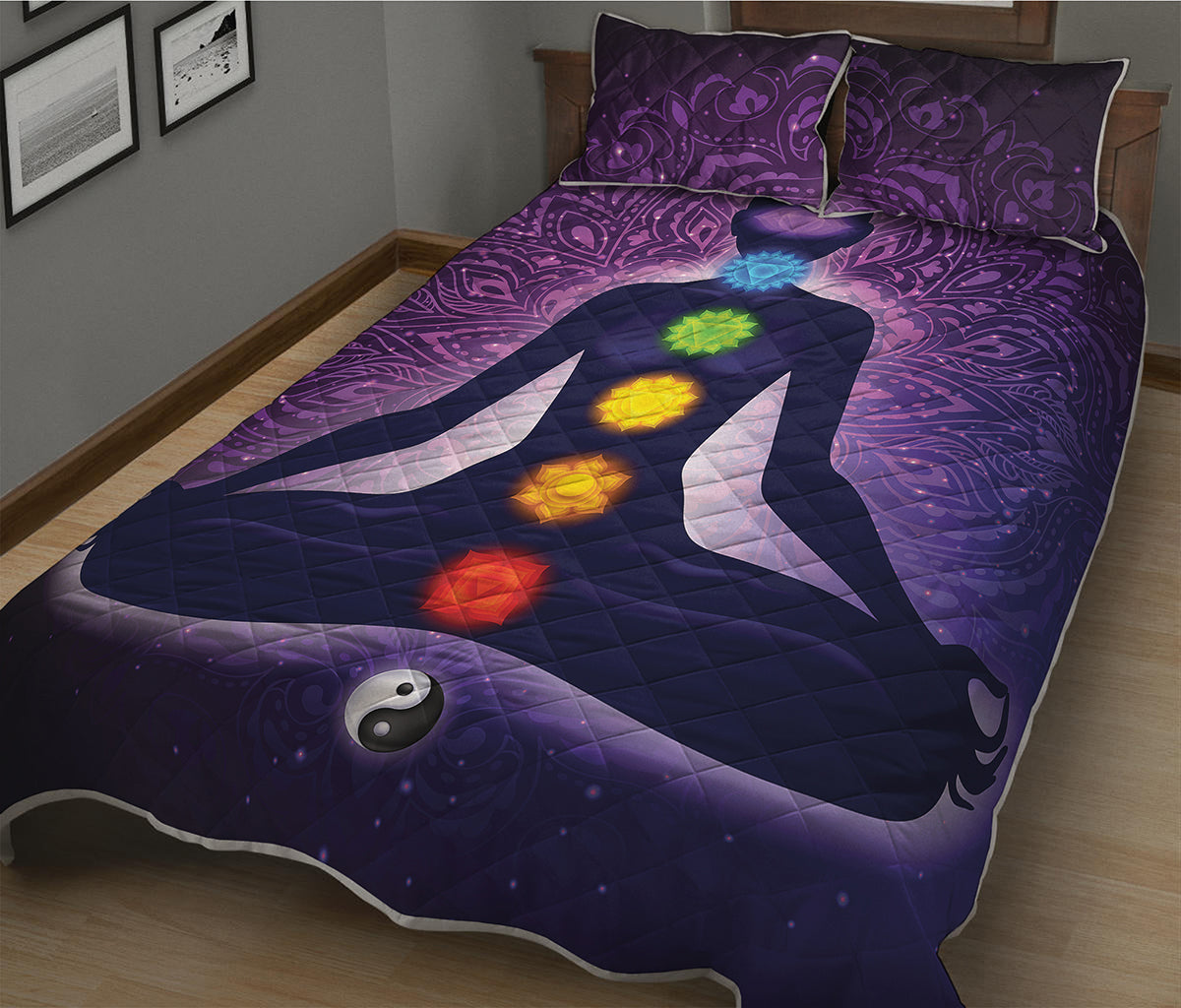 Seven Chakras Mandala Print Quilt Bed Set
