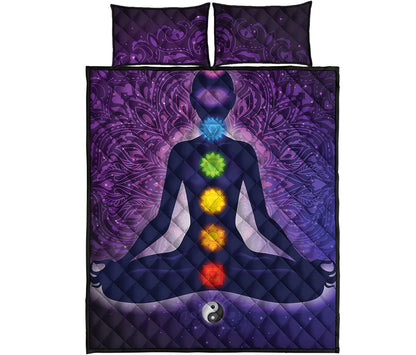 Seven Chakras Mandala Print Quilt Bed Set