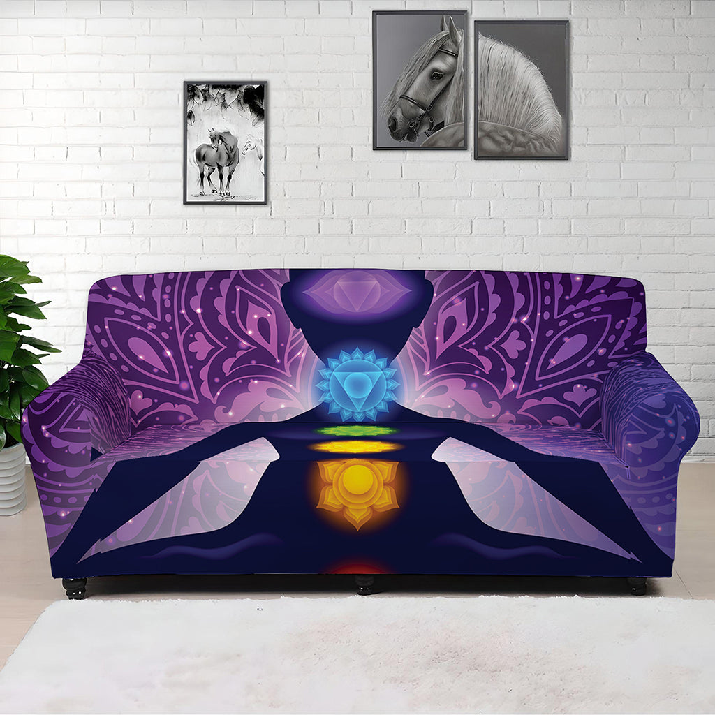 Seven Chakras Mandala Print Sofa Cover