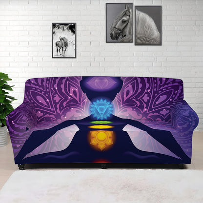 Seven Chakras Mandala Print Sofa Cover
