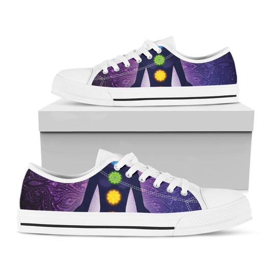 Seven Chakras Mandala Print White Low Top Shoes