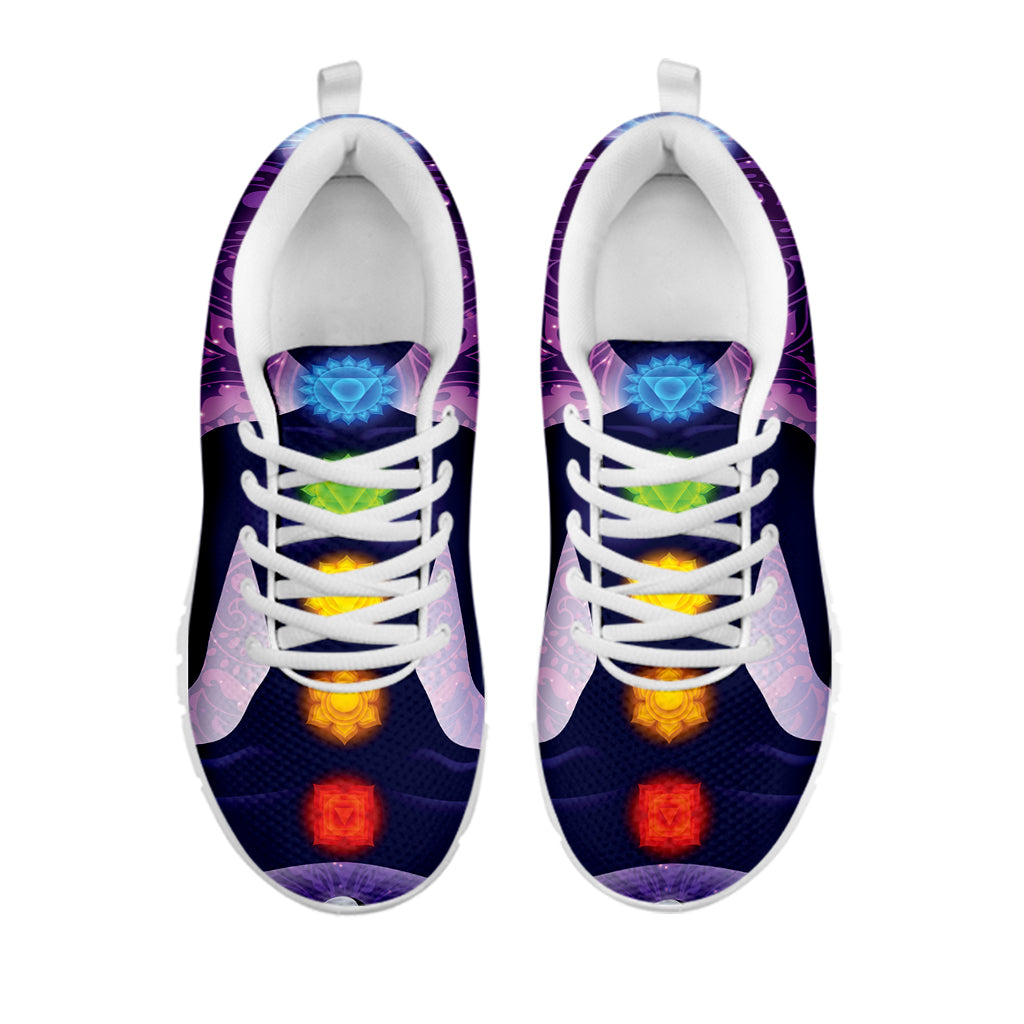 Seven Chakras Mandala Print White Sneakers