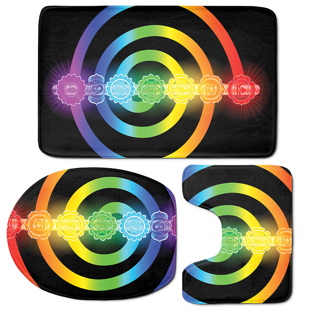 Seven Chakras Rainbow Of Life Print 3 Piece Bath Mat Set