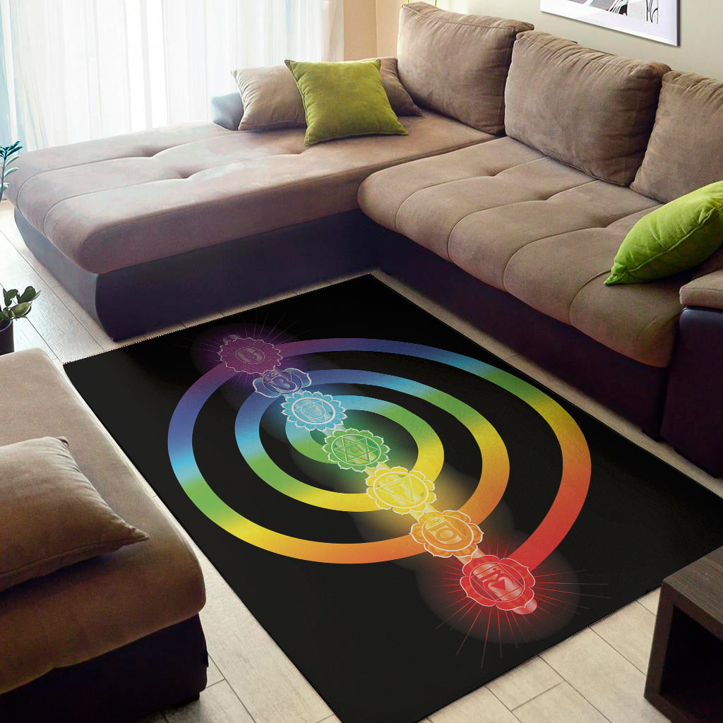 Seven Chakras Rainbow Of Life Print Area Rug