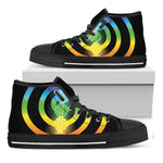 Seven Chakras Rainbow Of Life Print Black High Top Shoes