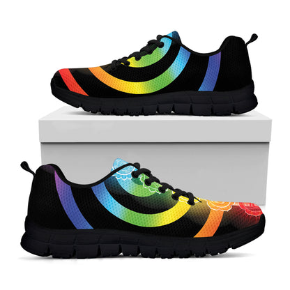Seven Chakras Rainbow Of Life Print Black Sneakers